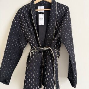 Mango Black quilted sweater jacket